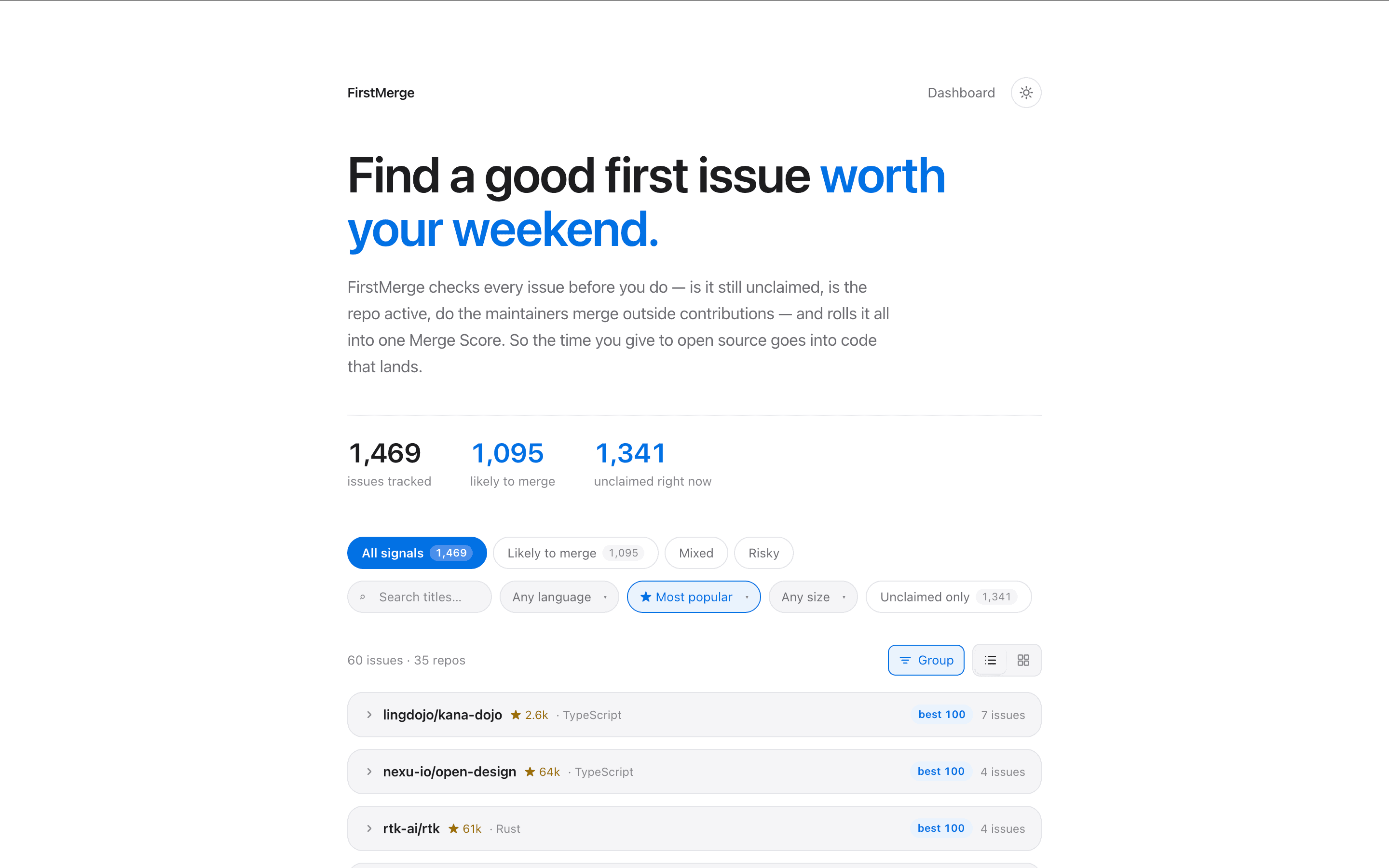 FirstMerge — Issue feed