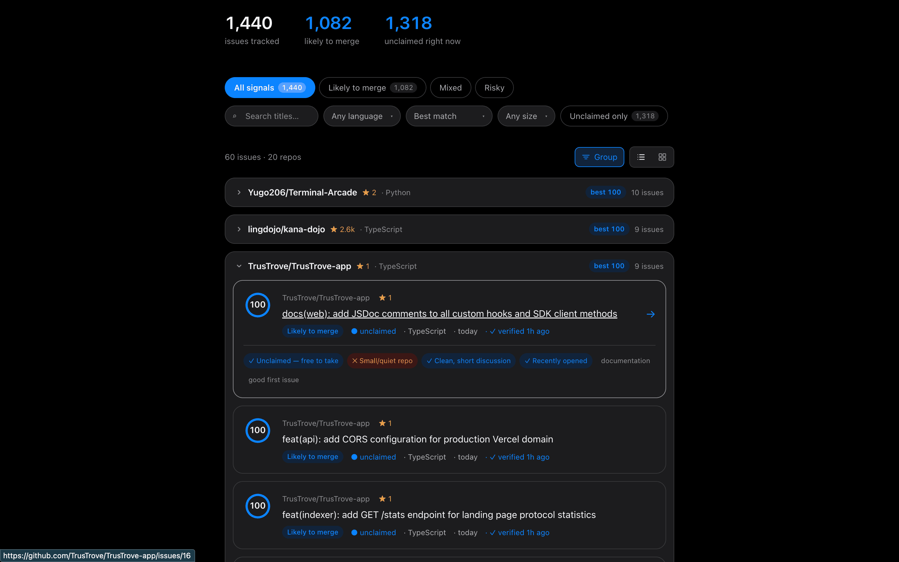 FirstMerge — Language & popularity filters